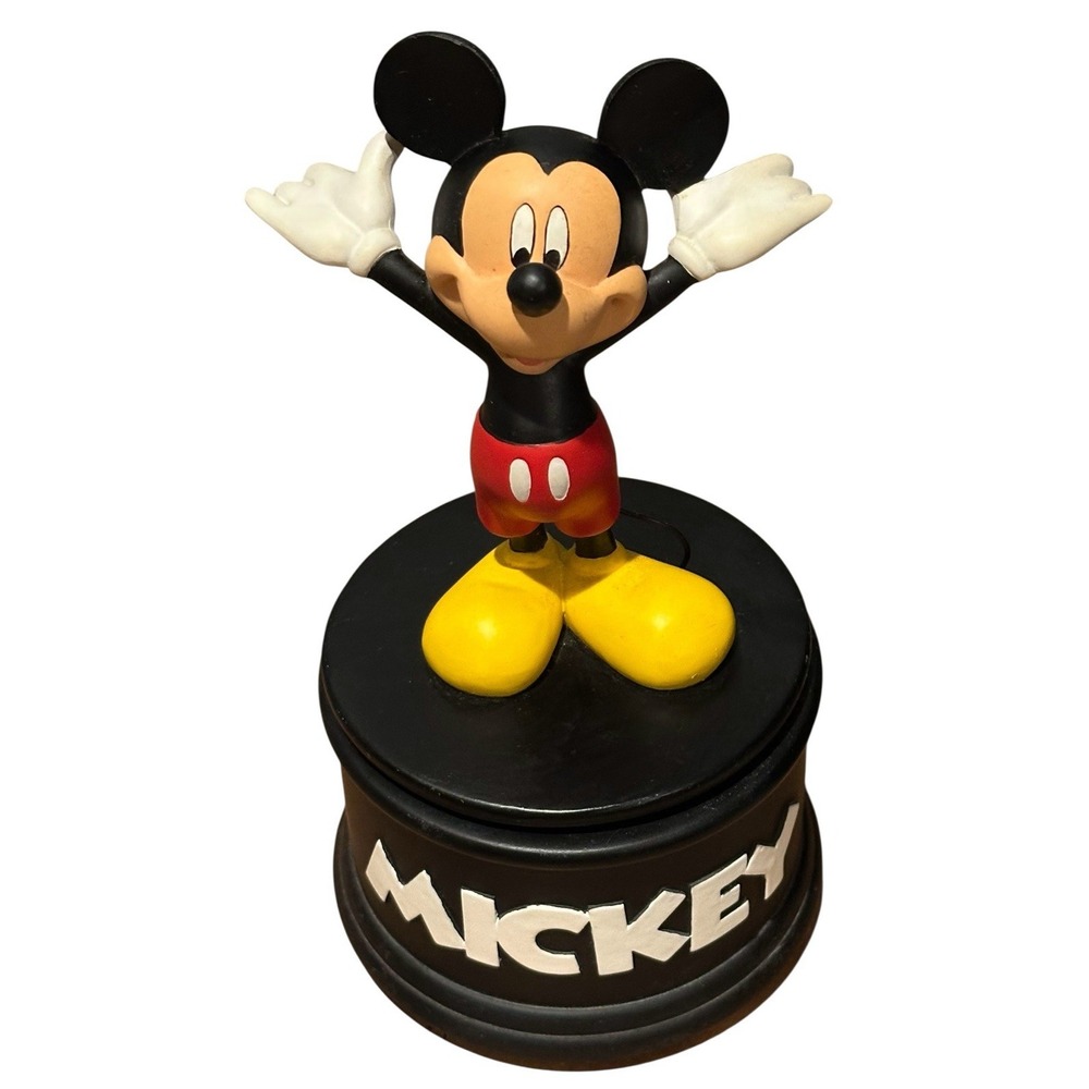 Vintage Disney Enesco Mickey Mouse Musical Box Rotates Plays Music Figure